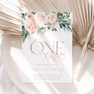 Onederful Birthday Invitation, Little Miss Onederful Invitation, 1st Birthday Invitation, 1st Birthday Girl, Pink Rose Gold Miss Onederful