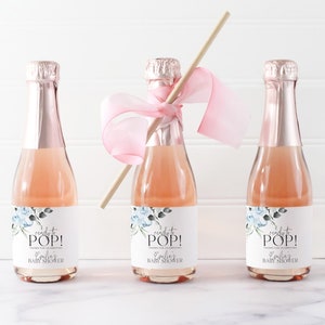 Baby Shower Mini Champagne Labels, Printable Wine Labels, Floral Champagne Labels, Ready to Pop Labels, Floral Baby Champagne Bottle Labels