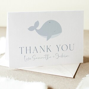 Whale Thank You Card Template, Printable Thank You Card, Whale Baby Shower Thank You Card, Boy Baby Shower Thank You Card Template Printable