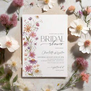 Wildflower Bridal Shower Invitation, Love in Bloom Invitation, Floral Bridal Shower, Bridal Brunch Invitation, Modern Bridal Invitation