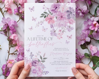 Butterfly Bridal Shower Invitation, Lifetime of Butterflies Bridal Shower Invite Printable, Wildflower Invitation He Gives Me Butterflies