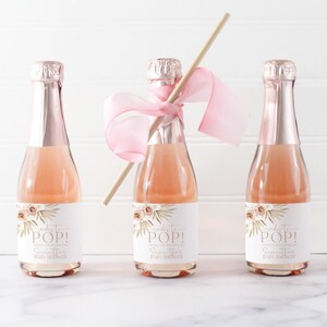 Baby Shower Mini Champagne Labels, Printable Wine Labels, Boho Champagne Labels, Ready to Pop Labels, Floral Baby Champagne Bottle Labels
