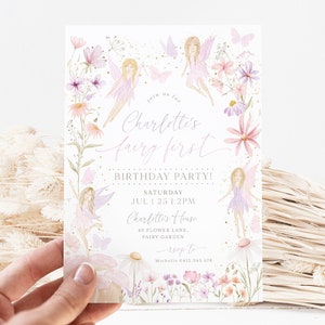 Fairy First Birthday Invitation, Fairy Invitation, Girls First Birthday Fairy Invitation, 1st Birthday Girl, Fairy Party Invitation, Invite