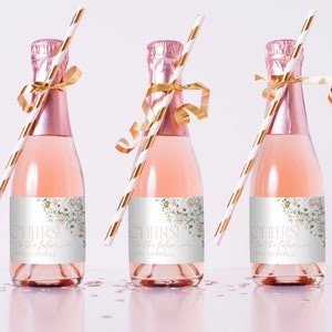 Floral Champagne Labels, Bridal Shower Wine Labels, Printable Wine Labels, Champagne Stickers, Champagne Bottle Label, Floral Mini Champagne