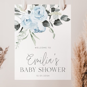 Baby Shower Welcome Sign, Blue Floral Welcome Sign, Floral Baby Shower Welcome Sign, Boho Baby Shower Signs, Editable Printable Signs Baby