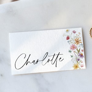 Wildflower Place Card Template, Printable Place Cards, Bridal Shower Place Cards, Bridal Place Cards, Editable Floral Place Cards FLAT