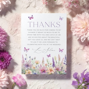 Butterfly Thank You Card Template, Printable Thank You Card Instant Download Thank You Card, Bridal Shower Thank You Lifetime of Butterflies