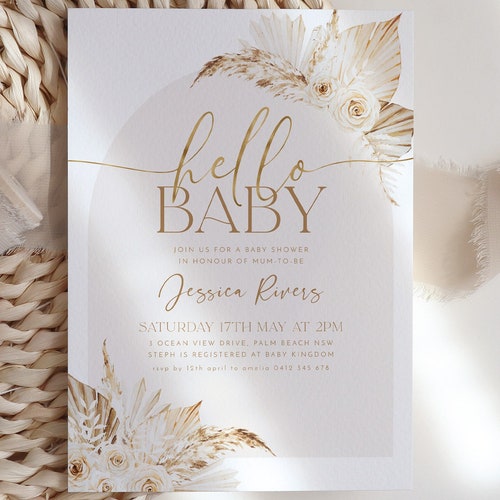 Boho Baby Shower Invitation Boho Floral Baby Shower Gender Etsy