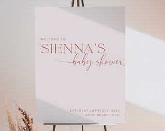 Panneau de bienvenue Boho Baby Shower, affiche de bienvenue minimaliste pour baby shower, panneau de bienvenue neutre pour baby shower imprimable, panneau de bienvenue moderne pour bébé