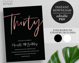 30th birthday invitation etsy
