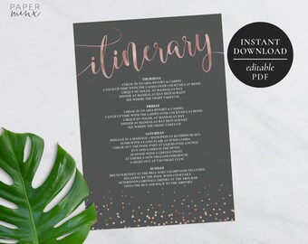 birthday itinerary etsy