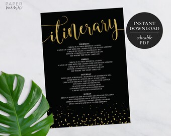 birthday itinerary etsy