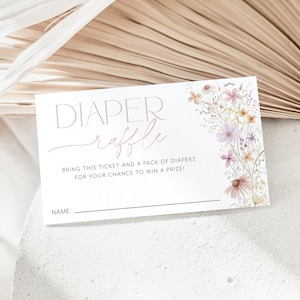 Wildflower Diaper Raffle Card, Baby in Bloom Shower Diaper Raffle Card, Editable Diaper Raffle Template, Printable Diaper Raffle Nappy