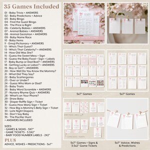 Pink Bow Baby Shower Invitation Bundle Printable, Pink Bow Invitation and Editable Games, Pink Coquette Bow Baby Shower Decoration Baby Girl image 6