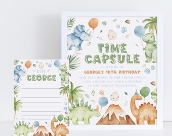Dinosaur Time Capsule Sign Printable, Dino 1st Birthday Time Capsule Sign, Time Capsule Template, Dinosaur 1st Birthday Decorations Boy