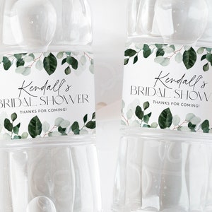 Greenery Water Bottle Label, Bridal Shower Water Label, Printable Water Bottle Label, Greenery Bridal Shower Water Label Stickers Eucalyptus