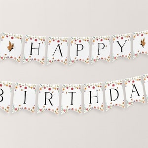 Wildflower Birthday Banner, Flower Happy Birthday Banner Printable, Happy 1st Birthday Banner, Flower First Birthday Decor Wildflower Banner