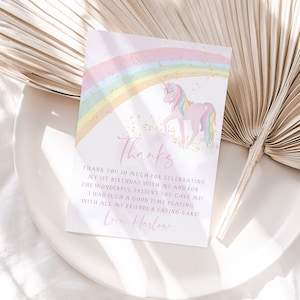 Unicorn Thank You Card Template, Printable Thank You Card, Girls ...