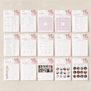 Baby in Bloom Baby Shower Games, Butterfly Baby Shower Games Printable, Pink Purple Wildflowers Butterflies Girl Baby Shower Games Bundle image 2