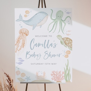 Under the Sea Welcome Sign Printable, Ocean Animals Baby Shower Welcome Sign, Sea Animals Baby Shower Welcome Sign, Boy Baby Shower Welcome