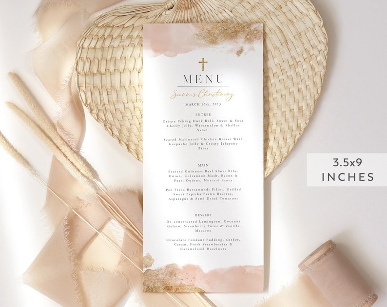 Christening Menu Template Printable Baptism Menu Template Etsy Australia