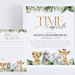 Wild One Time Capsule, Safari 1st Birthday Time Capsule Sign, Birthday Time Capsule Template, Animals 1st Birthday Time Capsule Printable