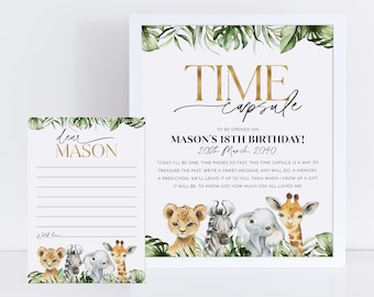 Wild One Time Capsule, Safari 1st Birthday Time Capsule Sign, Birthday Time Capsule Template, Animals 1st Birthday Time Capsule Printable