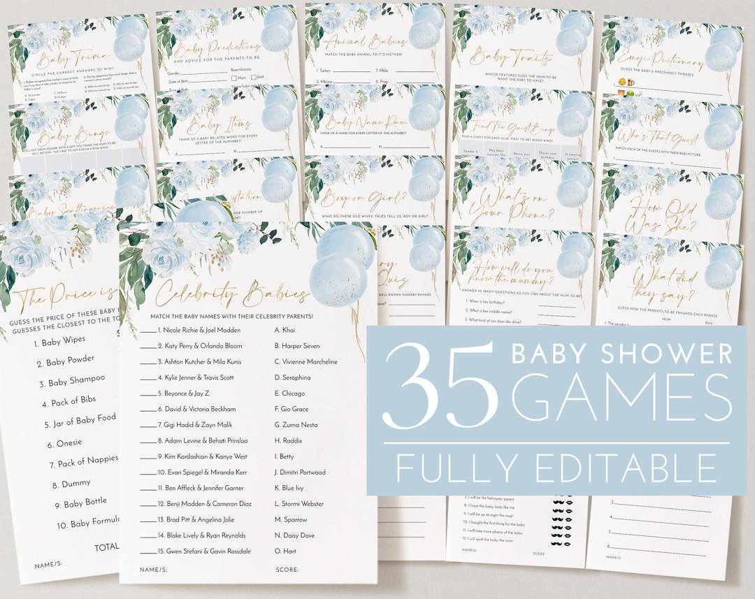Baby Shower Games Boy, Baby Shower Editable Games, Printable Games ...