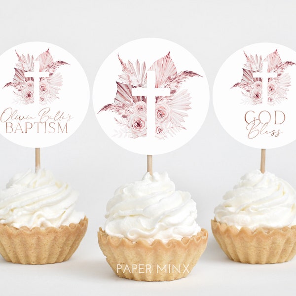 Christening Cupcake Topper Etsy