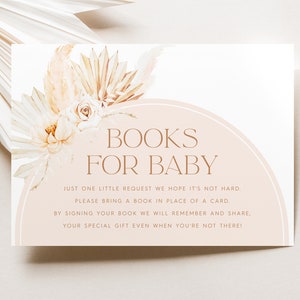 Boeken voor babykaart afdrukbaar, boekaanvraagkaart, Boho babyshowerboek voor baby, gedroogde bloemuitnodiging, babyshowerprintables, Boho Baby