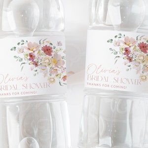Floral Water Bottle Label, Bridal Shower Water Label, Printable Water Bottle Label, Bridal Shower Water Label Stickers, Pink Water Bottle