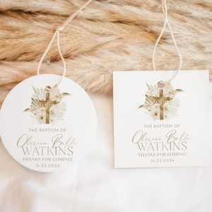 Etiquetas para lembrancinhas de batismo, etiquetas editáveis, etiquetas para lembrancinhas de batizado, etiquetas para lembrancinhas Boho Gold, etiqueta de agradecimento, etiqueta para presente de batismo, etiqueta de agradecimento Boho Cross