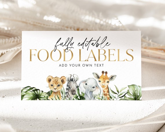 Wild One Food Labels Food Label Card Food Tent Card Safari - Etsy