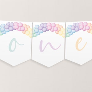Pastel Rainbow One High Chair Banner Printable, 1st Birthday Banner High Chair, Birthday Decor, Rainbow Chair Banner, Pastel 1st Birthday