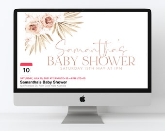 Facebook Event Banner, Boho Baby Shower Facebook Invitation, Gender Neutral Baby Shower, Facebook Invite Banner Template, Boho Dried Flowers