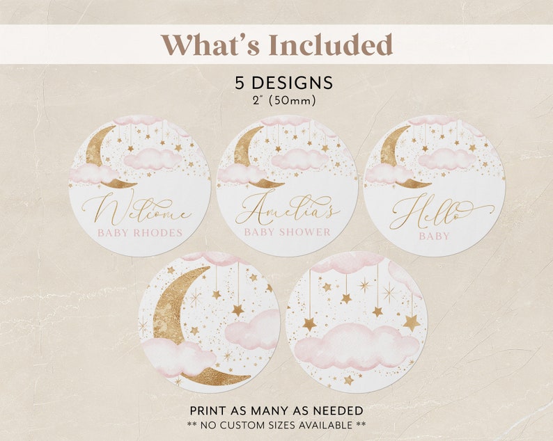 Moon Stars Baby Shower Cupcake Toppers Over the Moon Cupcake Etsy