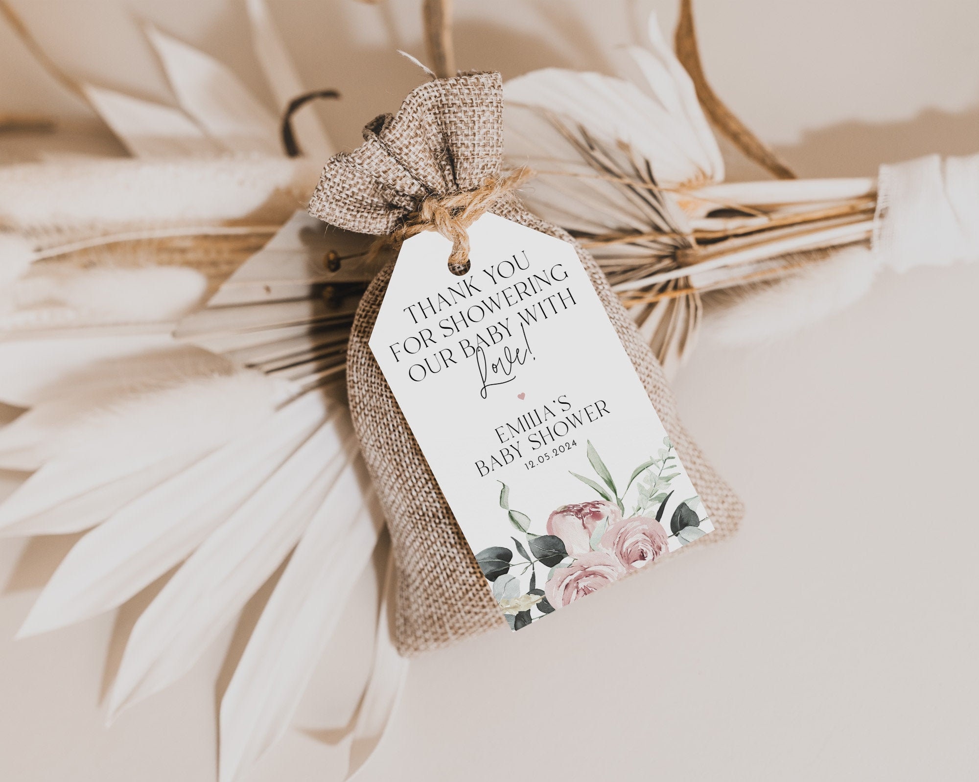 Baby in Bloom Baby Shower Favor Tag, Floral Thank You Tag, Girl Baby Shower Favor Tag, Editable Baby Tag, Printable Gift Tag, BBS29