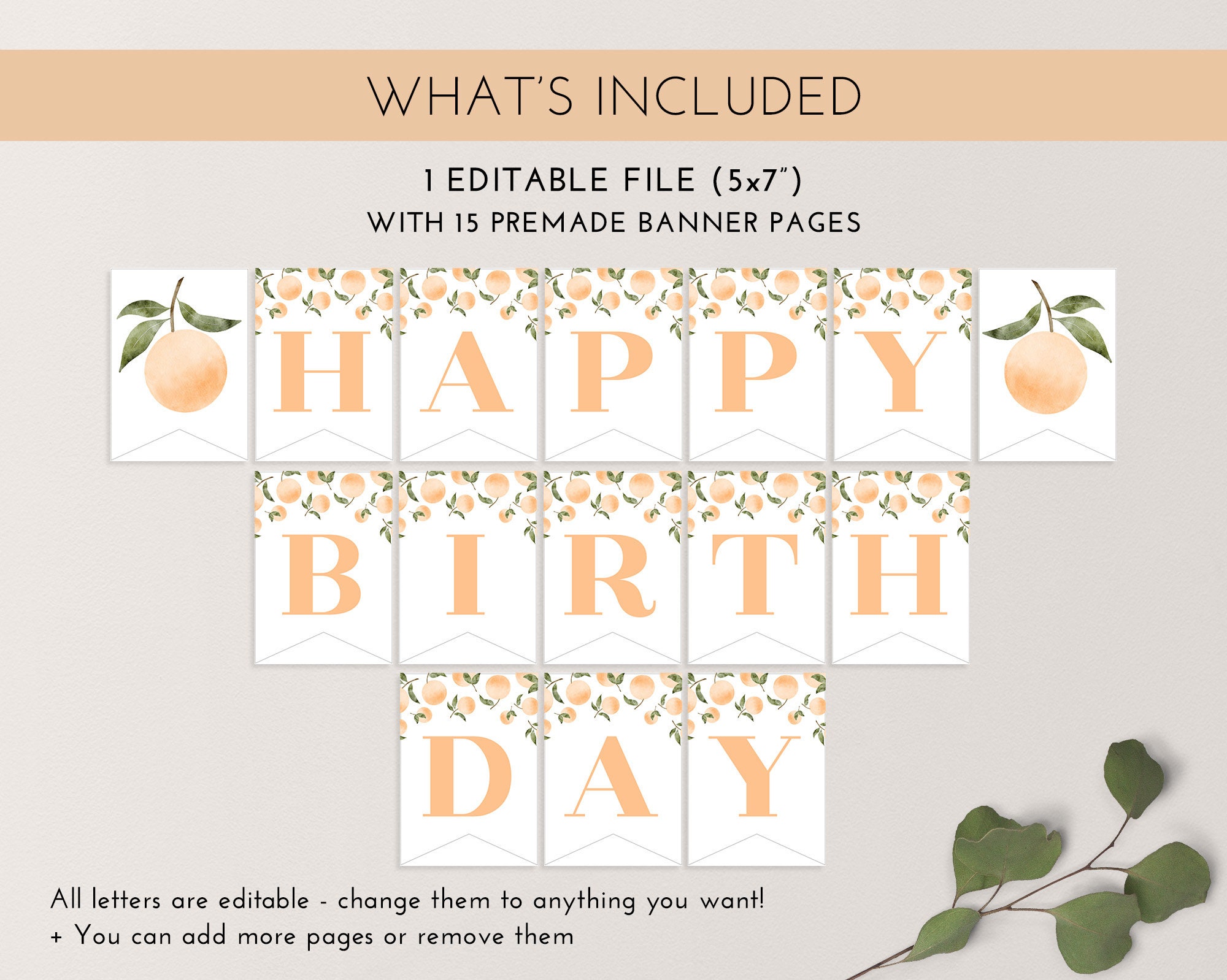 Orange Happy Birthday Banner Printable Happy 1st Birthday - Etsy UK