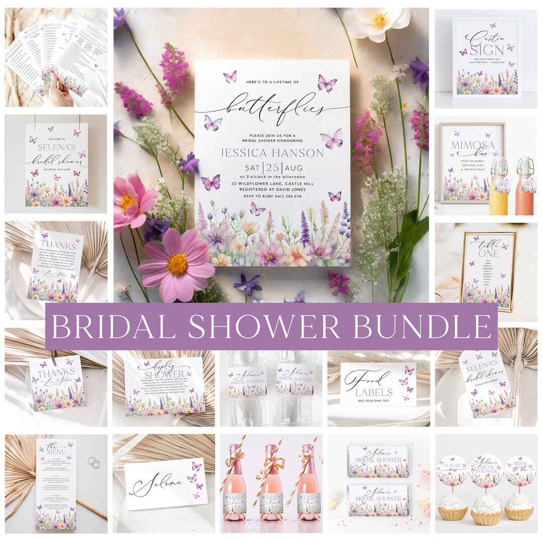 Lifetime Of Butterflies Bridal Shower Invitation Bundle Butterfly Lifetime Of Butterflies Bridal Shower Invitation Bundle Butterfly