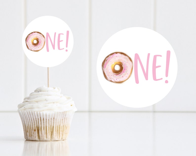 Donut Cupcake Toppers Printable Cupcake Topper Sweet One Etsy Australia