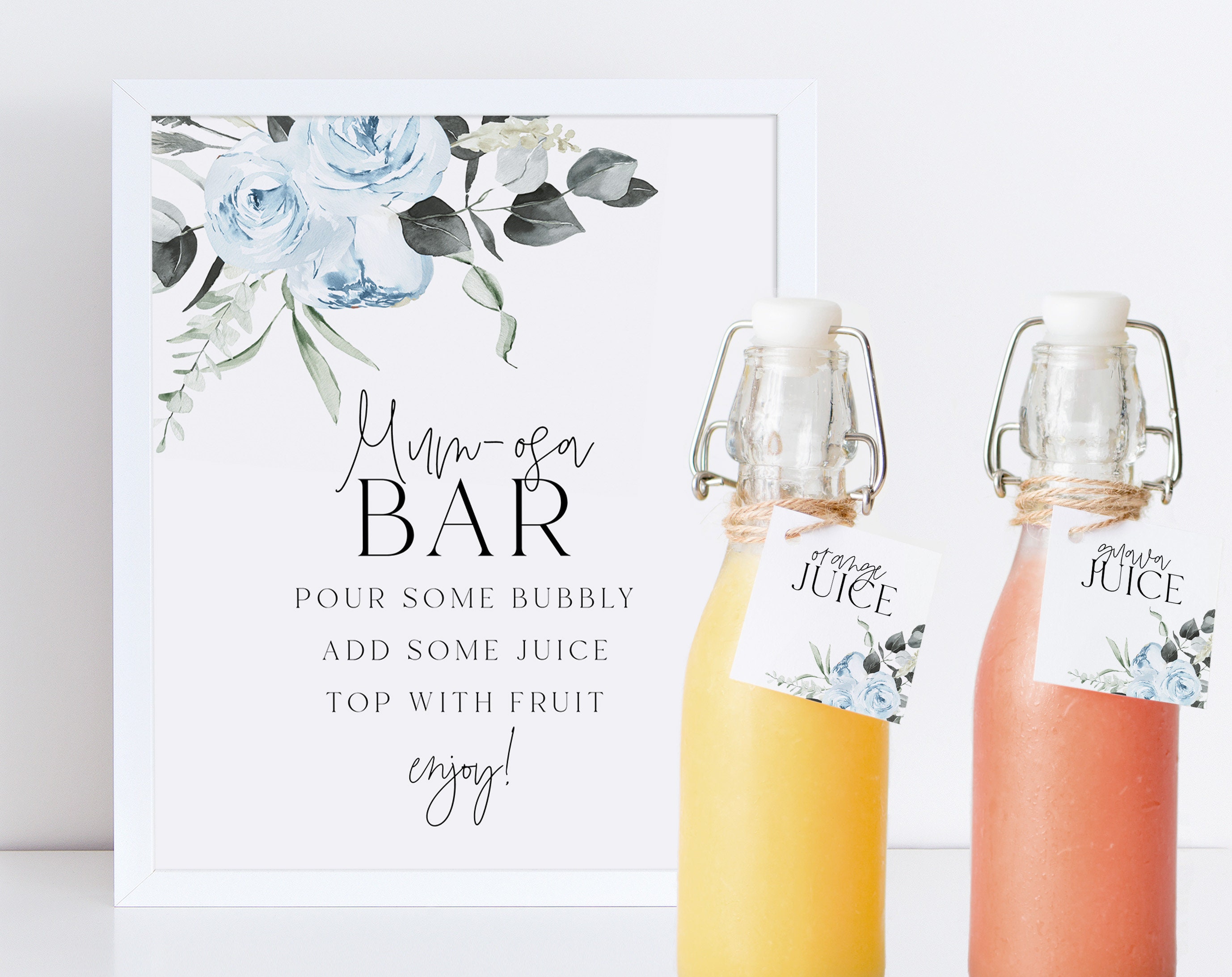 PRESTIGE Mimosa Bar Supplies Kit - Brunch Decorations w/Mimosa Bar Sign,  Bubbly Banner, Boho Bridal Shower Decorations Rose Gold, Rustic Baby Shower