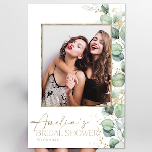 Bridal Shower Photo Prop, Greenery Bridal Shower Photo Booth Frame, Boho Bridal Shower Sign, Personalized Selfie Frame Bridal Photo Frame