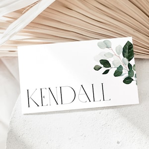 Greenery Place Card Template, Printable Place Cards, Bridal Shower Place Cards, Eucalyptus Place Cards, Bridal Place Cards, FLAT Place Card