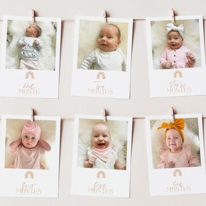 First Year Photos, Rainbow 1st Birthday Milestone Photos, Baby&#39;s First Year Month Photos, Monthly Photo Banner, Rainbow Birthday Decorations