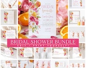 Citrus Bridal Shower Bundle, Main Squeeze Bridal Shower Invitation Bundle Editable Games, Printable Citrus Bridal Bundle Floral Pink Oranges