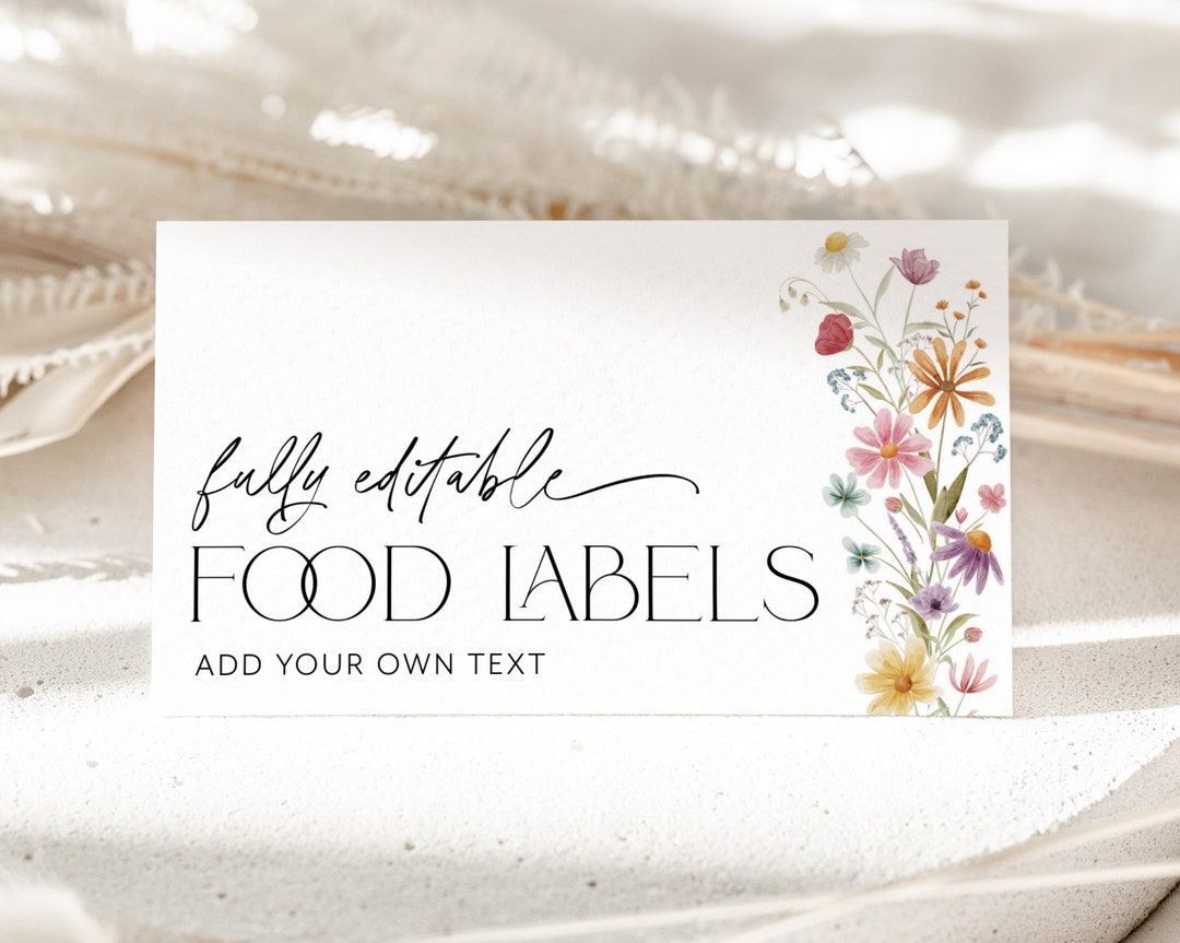 Wildflower Bridal Shower Food Labels Food Label Card Food Etsy
