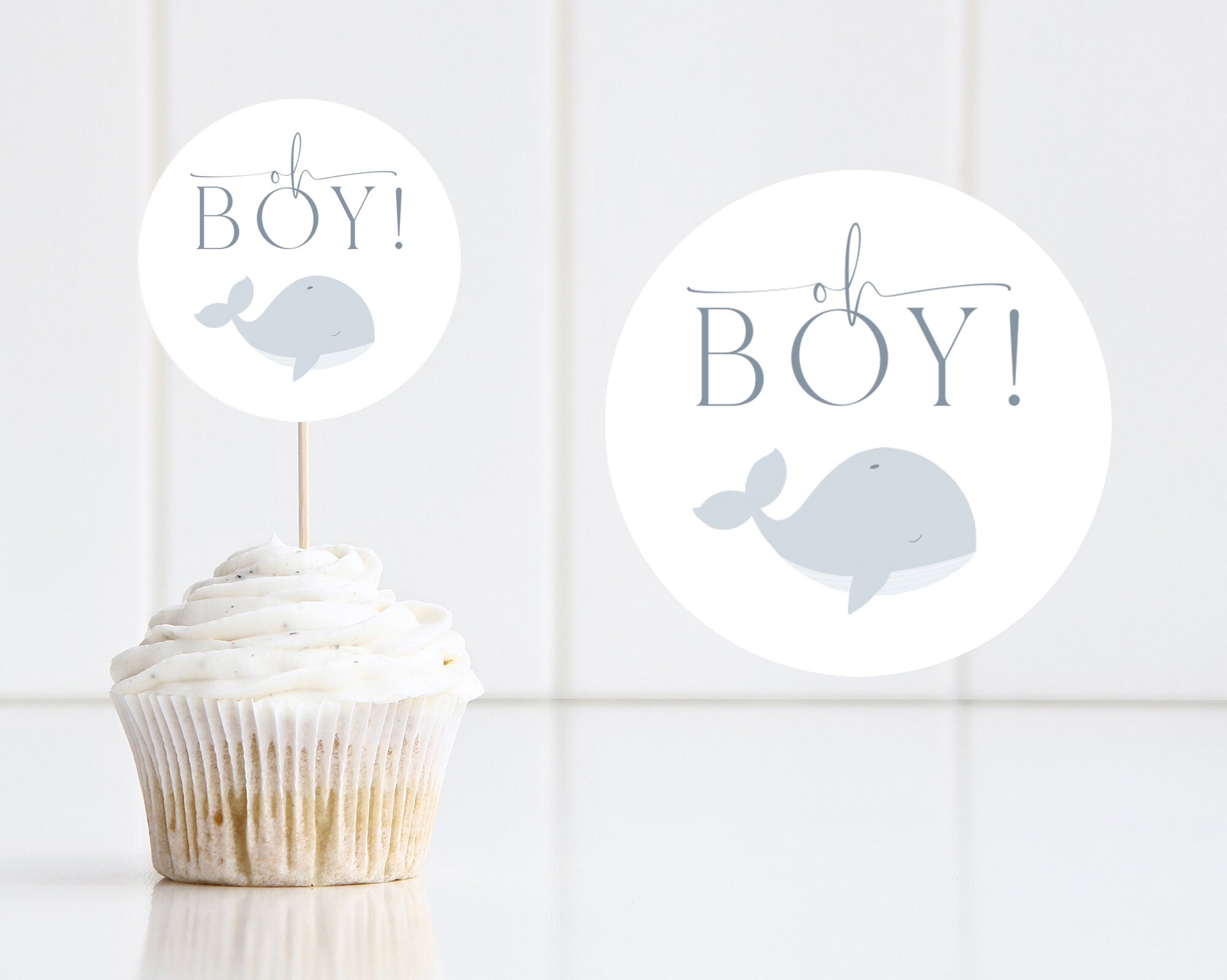 Whale Cupcake Toppers Baby Shower Cupcake Toppers Printable Etsy