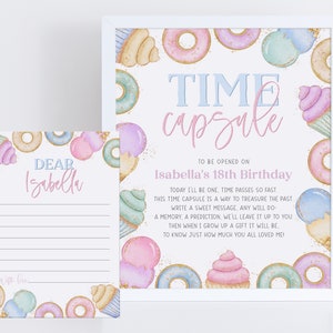 Sweet One Time Capsule, 1st Birthday Time Capsule Sign, Time Capsule Template, Candyland Party, Pastel 1st Birthday, Party Decorations