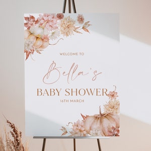 Fall Welcome Sign Printable, Pumpkin Baby Shower Welcome Sign, Girl Pumpkin Welcome Sign, Pink Fall Baby Shower Welcome Sign, Baby Girl Sign