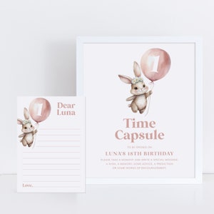 Some Bunny Time Capsule, 1st Birthday Time Capsule Sign, Time Capsule Template, Bunny Birthday Party, 1st Birthday Decorations, Bunny Daisy